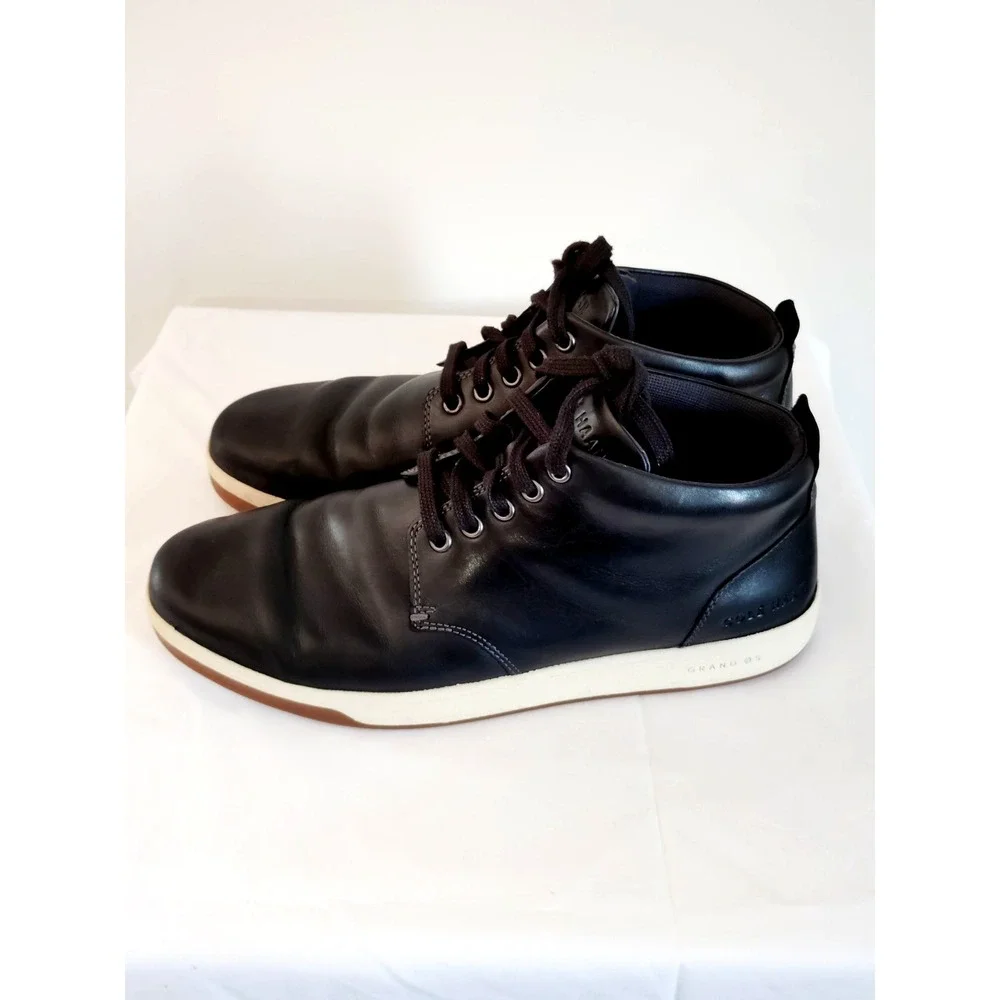 EUC Cole Haan Grand.360 Chukka Boots‎ Black White Sole Men 10.5M Preppy Biker